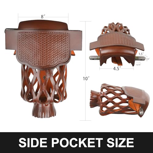 Brown 6-Piece PU Leather Billiard Pockets Set with Basketweave Pattern