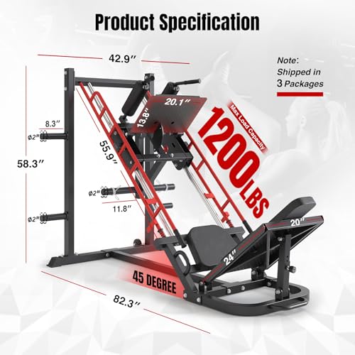 Dripex Leg Press Hack Squat Machine Combo - Classic Red, 2-in-1 Home Gym Equipment