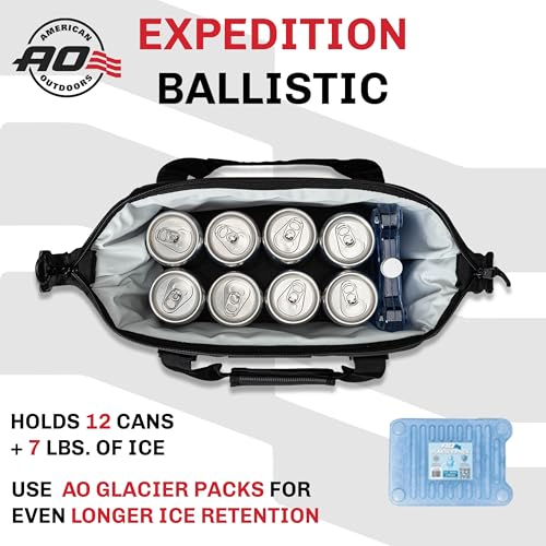 AO Coolers Expedition Ballistic Soft Cooler 12-Can Black/Charcoal Insulated Leakproof
