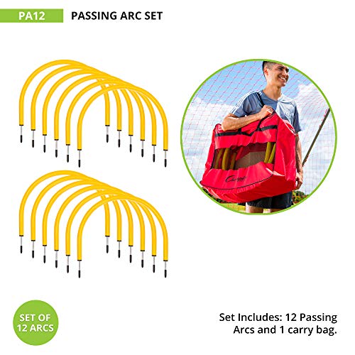 Soccer Passing Arc Set - 12 Durable Training Arcs with Stakes & Carry Bag for Accuracy & Skills