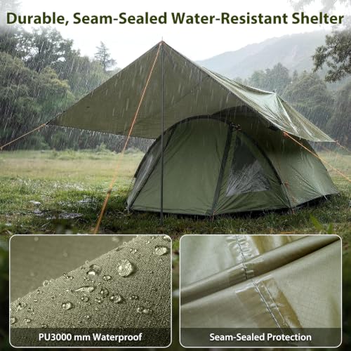 GEERTOP Green Camping Tarp 17x10 ft Waterproof Rain Fly for Outdoor Shelter