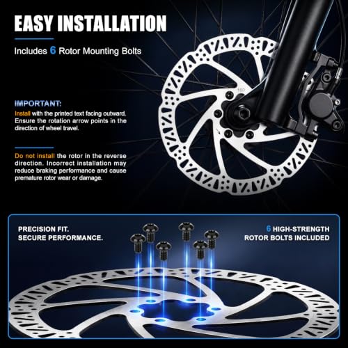 160mm Bike Disc Brake Rotor with 6 Bolts - 1PC, Stainless Steel, Lightweight