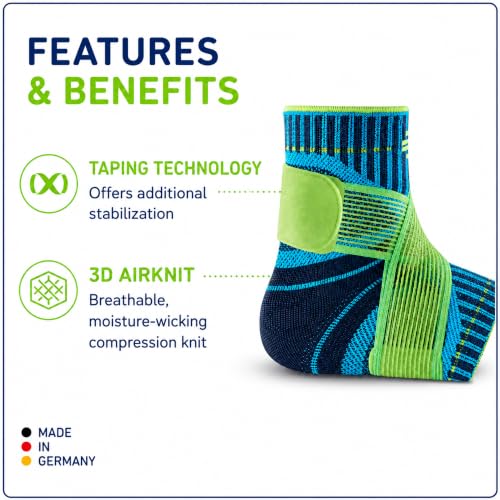 Sports Ankle Support Brace with Figure-8 Taping Strap - Medium/Right, Black