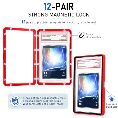 Magnetic PSA Slab Protector Case - Red / 1 Pack