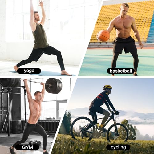 Men's Compression Workout Pants with Pockets - Medium Black & White