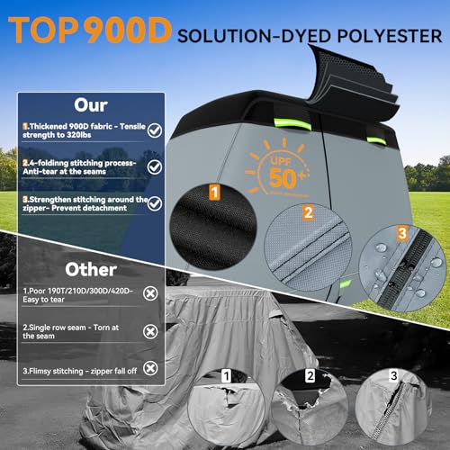 Gray Black Golf Cart Cover 2-4 Passenger Waterproof UV Resistant 900D+600D
