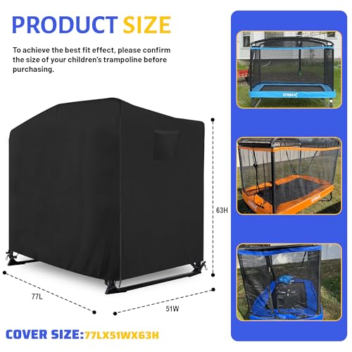 6FT Toddler Trampoline Cover Black, Waterproof UV-Resistant Fabric for Rectangle Kids Trampoline