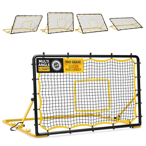 JOLORLY 5.5x4 ft Adjustable Soccer Rebounder Net for Skills Training, Portable & Foldable