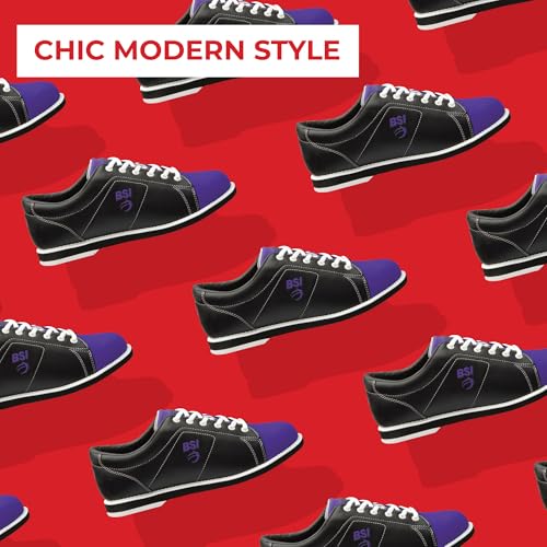 Women's Classic Bowling Shoes - Purple & Black, Size 10, Lightweight & Cushioned Support