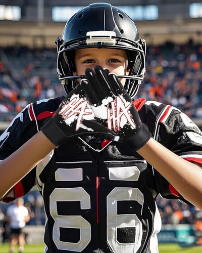 Pixel Panda Youth Football Gloves Black Size M - Non-Slip Grip for Kids
