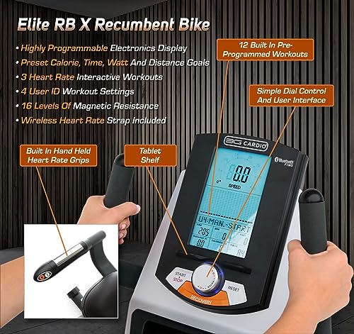 Recumbent Exercise Bike with Bluetooth App Connectivity, 350 lb Capacity