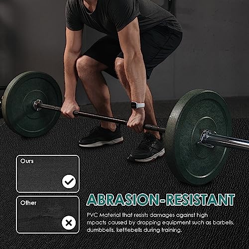 BesWin Large Exercise Mat 8' x 4' Black 6mm Non-Slip Gym Floor Mat
