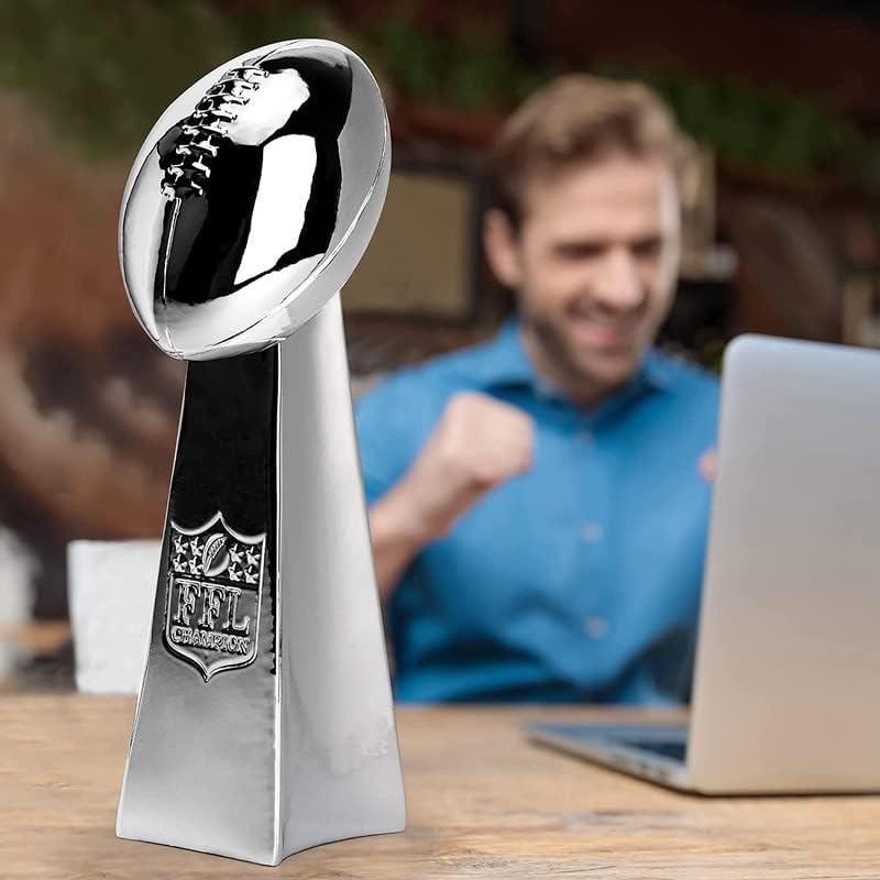 Spire Designs Fantasy Football Trophy - Chrome Replica Championship Award - First Place Winner - 2 Sizes Available