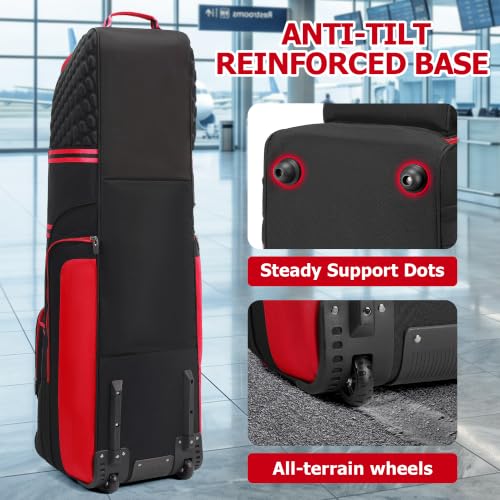 Bosstin Golf Travel Bag with Wheels - Soft-Sided, Airline Friendly, Red