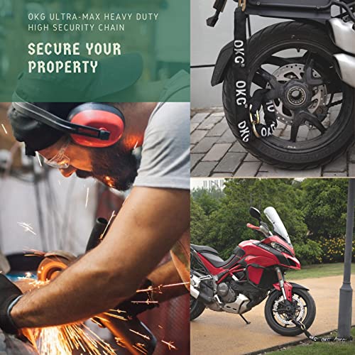 OKG 4ft x 1/2in Hexagonal Hardened Alloy Steel Security Chain - Heavy Duty Anti-Theft Lock for Motorcycles & Trailers
