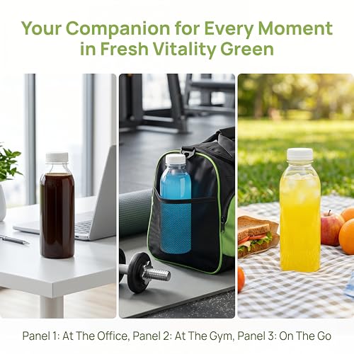 EONJOE 12-Pack 12oz BPA-Free Plastic Water Bottles for Juice & Milk - Dishwasher Safe