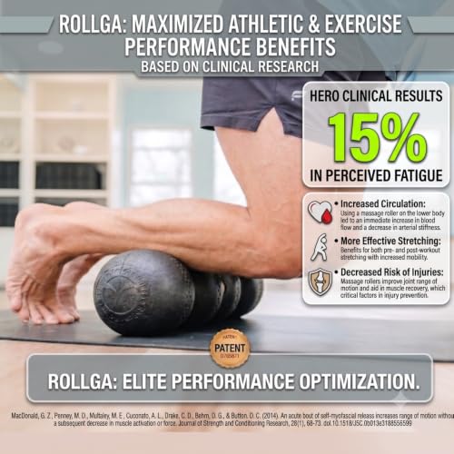 Rollga PRO High Density Ergonomic Foam Roller for Back Pain Relief - Black