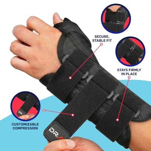 Wrist Support Brace with Thumb Splint for Carpal Tunnel & Tendonitis - Right Hand, Small/Medium, Black - Variation M/L