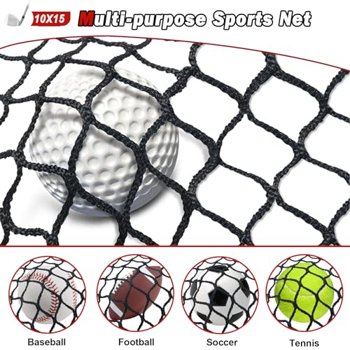 Heavy Duty Sports Net for Golf Baseball Hockey & More - Durable Mesh Barrier