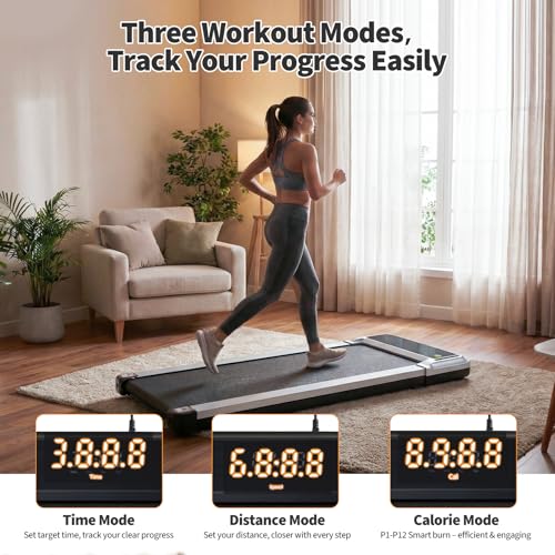 KMFurnila 3-in-1 Under Desk Treadmill for Home Office Portable Walking Machine