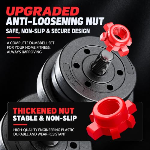 Red 45lb Adjustable Dumbbell Set with Connector for Home Gym - Multi-Functional Fitness Equipment for Men & Women