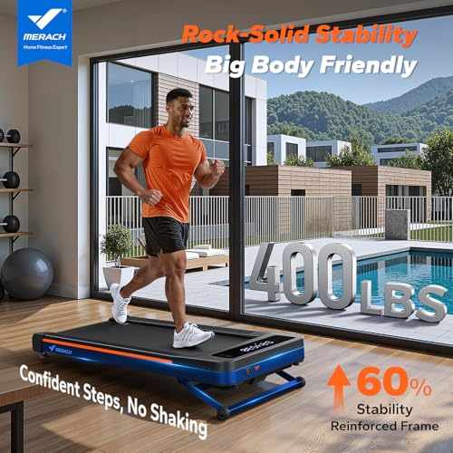 MERACH NovaWalk W50 Black Under Desk Treadmill with 12% Auto Incline, 400lb Capacity