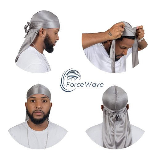 ForceWave 10 Pieces Silky Durags Long Tail for Women Men Satin Durag 360 Wave，Dorag, 10 Pieces
