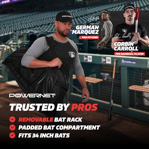 PowerNet Pro Bat Vault Duffle Bag for Baseball & Softball Gear with Removable Bat Sleeve