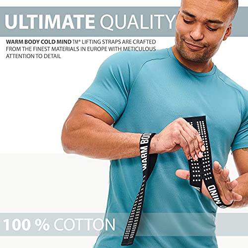 WARM BODY COLD MIND Black/White Lifting Wrist Straps for Oly Weightlifting - Pair