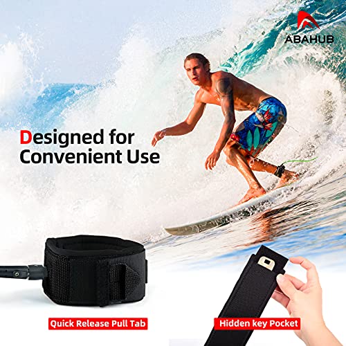 Abahub 10ft Surfboard Leash with Black Straight Legrope & 7mm Cord