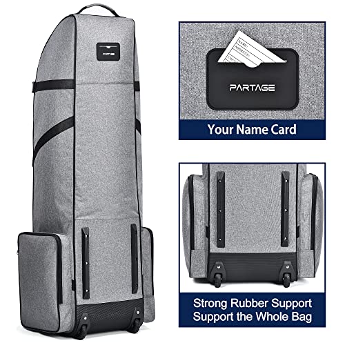Partage Gray Golf Travel Bag with Wheels - Heavy Duty 600D Oxford Case