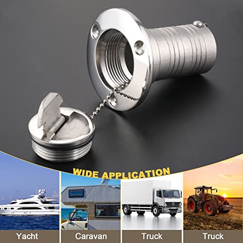 Boat Deck Fuel Filler 1.5 Inch Stainless Steel Marine Gas Cap with Keyless Lock