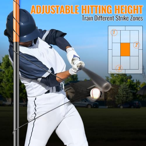 Baseball Swing Trainer with Real Ball & Adjustable Height - Indoor Outdoor Practice