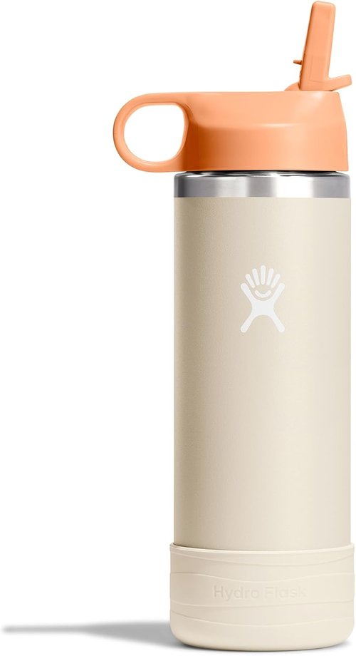 Hydro Flask Kids Water Bottle - Insulated Stainless Steel with Straw Cap | 18 Oz Coconut