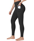 BRXL Leggings for Women High Waist Tummy Control No Front Seam Yoga Pants with Pockets for Workout Gym Running 25" Black L