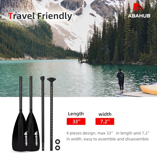 Abahub Black 4-Section Carbon Fiber SUP Kayak Paddle - Lightweight & Adjustable