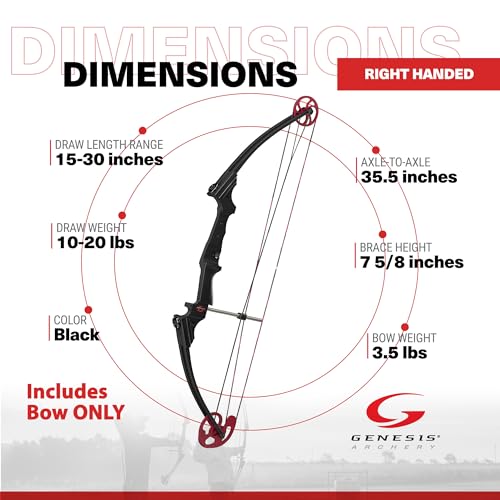 Genesis Archery Lightweight Compound Bow for Right Hand Black, 15-30" Draw