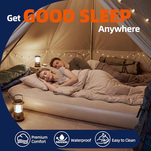 Anytrip 10-Inch Queen Inflatable Air Mattress with Built-In Rechargeable Pump, Portable Self-Inflating Bed for Camping & Guest Use