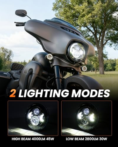 BICYACO Silver 7 Inch LED Motorcycle Headlight for Harley Davidson, Softail, Touring Models