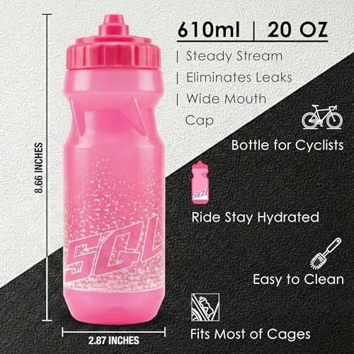 Pink 20oz Cycling Water Bottle - Ultra-Lightweight, Leak-Proof, BPA-Free