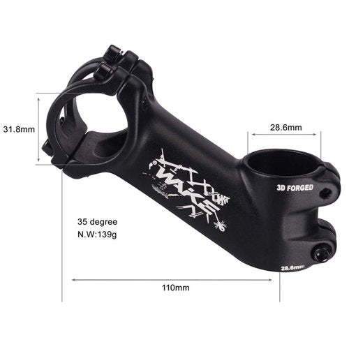 LITEONE MTB Stem Mountain Bike Stem 31.8 110mm 35 Degree Short Handlebar Stem for Most Bicycle, Road Bike, MTB, BMX, Cycling