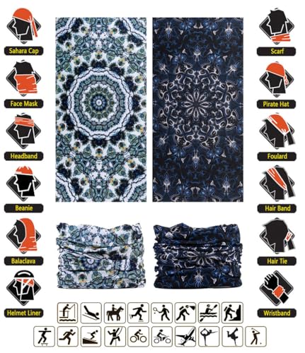 VANCROWN 9-Piece Headband Neck Gaiter Face Mask Bandana for Men Women - One Size