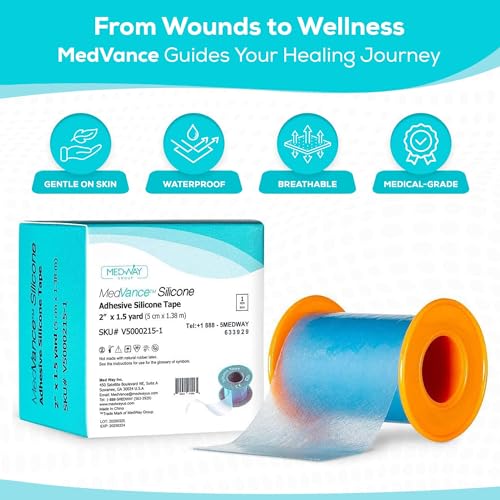 MedVance Silicone Adhesive Medical Tape 2 Inch x 5 Feet - Scar & Wound Care, 3 Pack