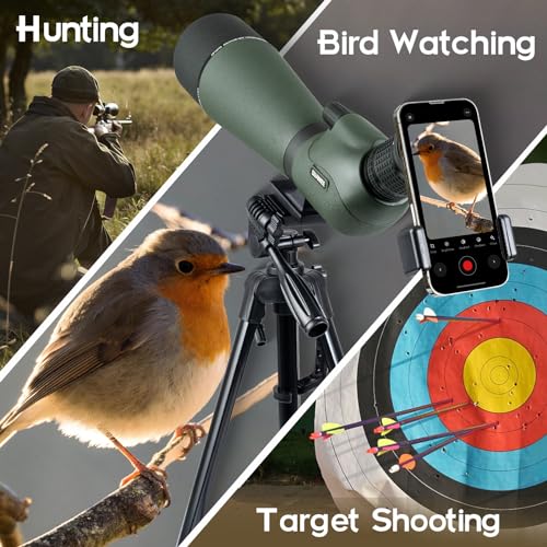GUANIEE 25-75x80 Spotting Scope with Tripod & Phone Adapter - Camo