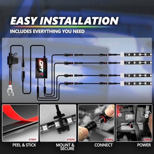 OPT7 Aura Marine LED Boat Lights RGB 48" with App & Remote Control