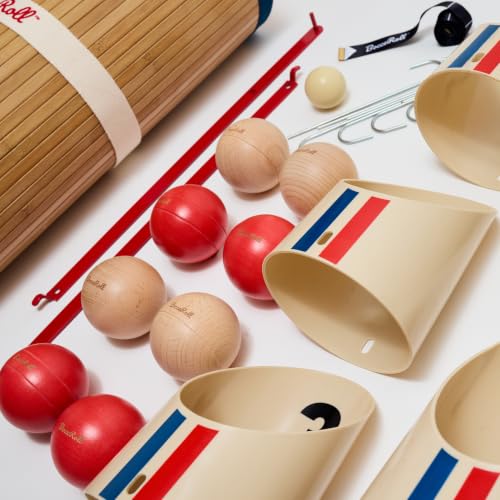 BocceRoll Yard Game - Modern Bocce Set with Ramp & Targets, Plain Balls, Portable Backyard & Beach Lawn Game