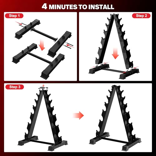 6th Floor JDGG 5/6 Tier A-Frame Dumbbell Rack Stand, 480LBS Capacity
