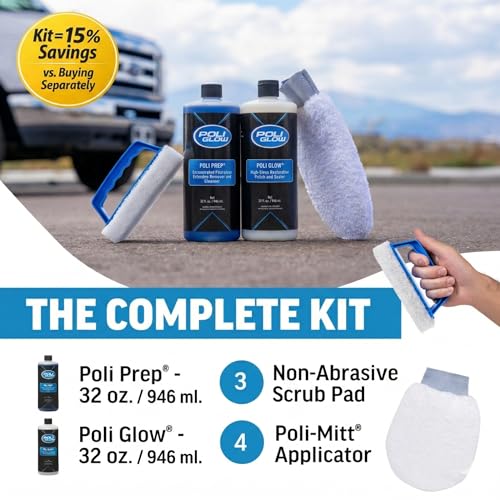 Poli Glow Boat & RV Fiberglass Restoration Kit 4-in-1 Gelcoat Repair & Shine
