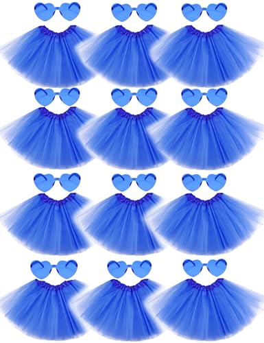 Blue Adult Tutu Skirt for Dance & Costume - 12 Pack Elastic Tulle Ruffle