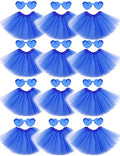 Blue Adult Tutu Skirt for Dance & Costume - 12 Pack Elastic Tulle Ruffle
